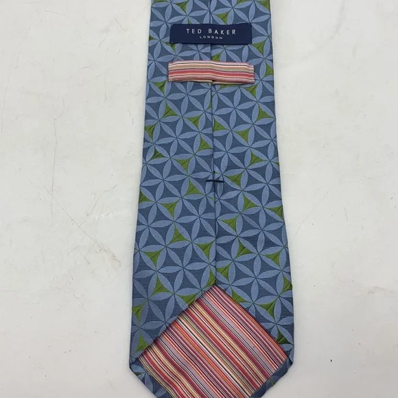 Ted Baker London Blue Yellow 100% Silk Tie - Picture 3 of 7